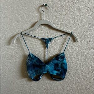 Blue Tie-Dye Crochet Women's Bra